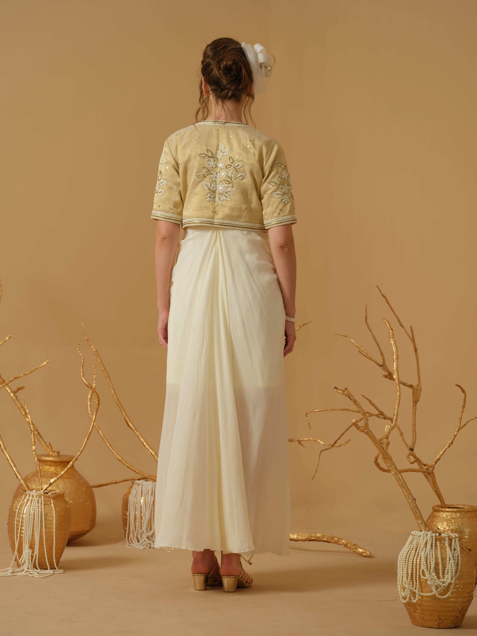 A Noodle Strap ,V Neck Draped Dress With Assymetrical Hemline