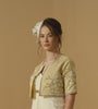 Open Jacket, Above Elbow Sleeves Having Floral Embroidery