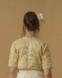 Open Jacket, Above Elbow Sleeves Having Floral Embroidery
