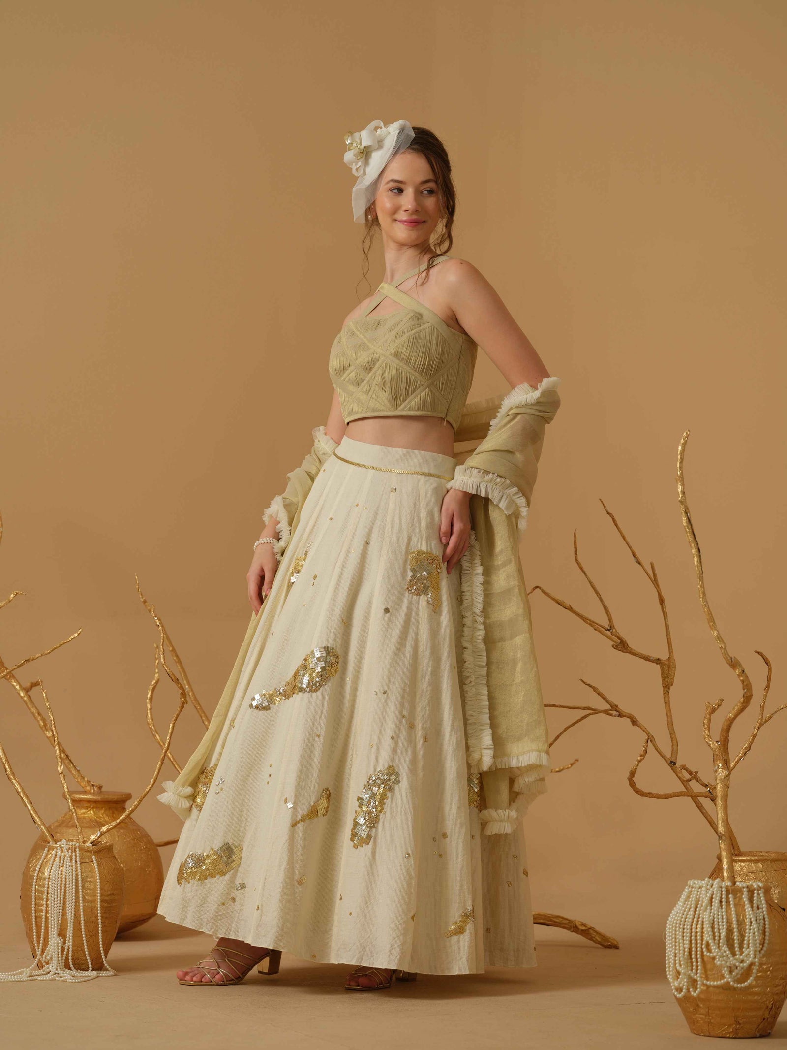 Crop Top Skirt With Dupatta