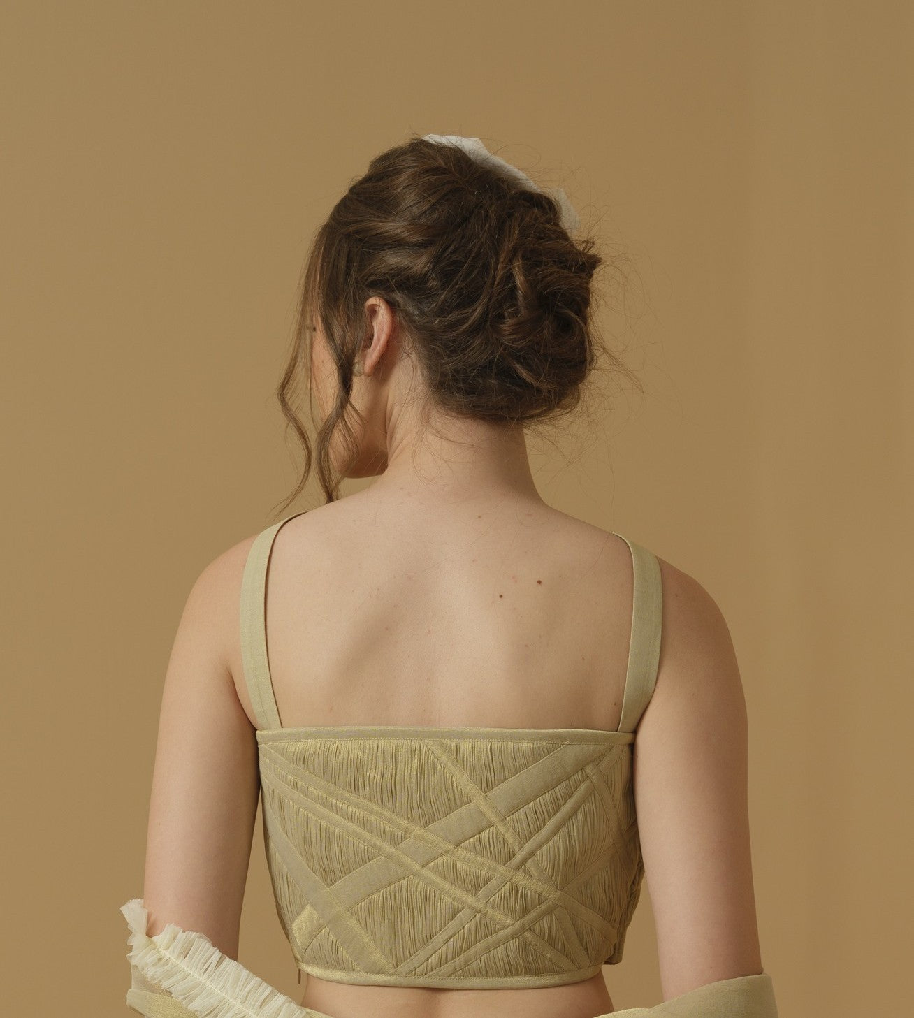 Featuring A Front Cross Strap, Ruched Tube Top