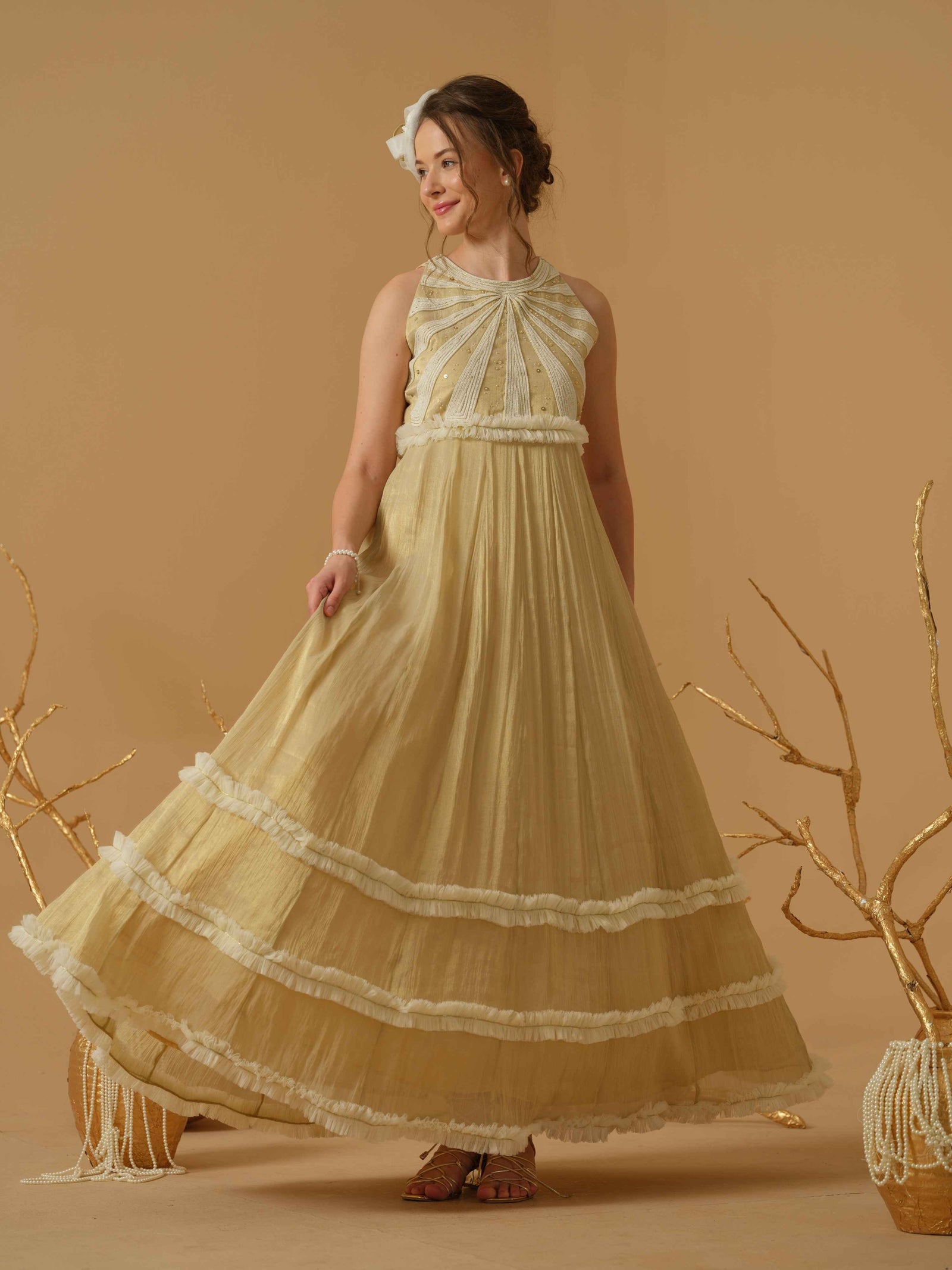 Close Neck Frill Dress