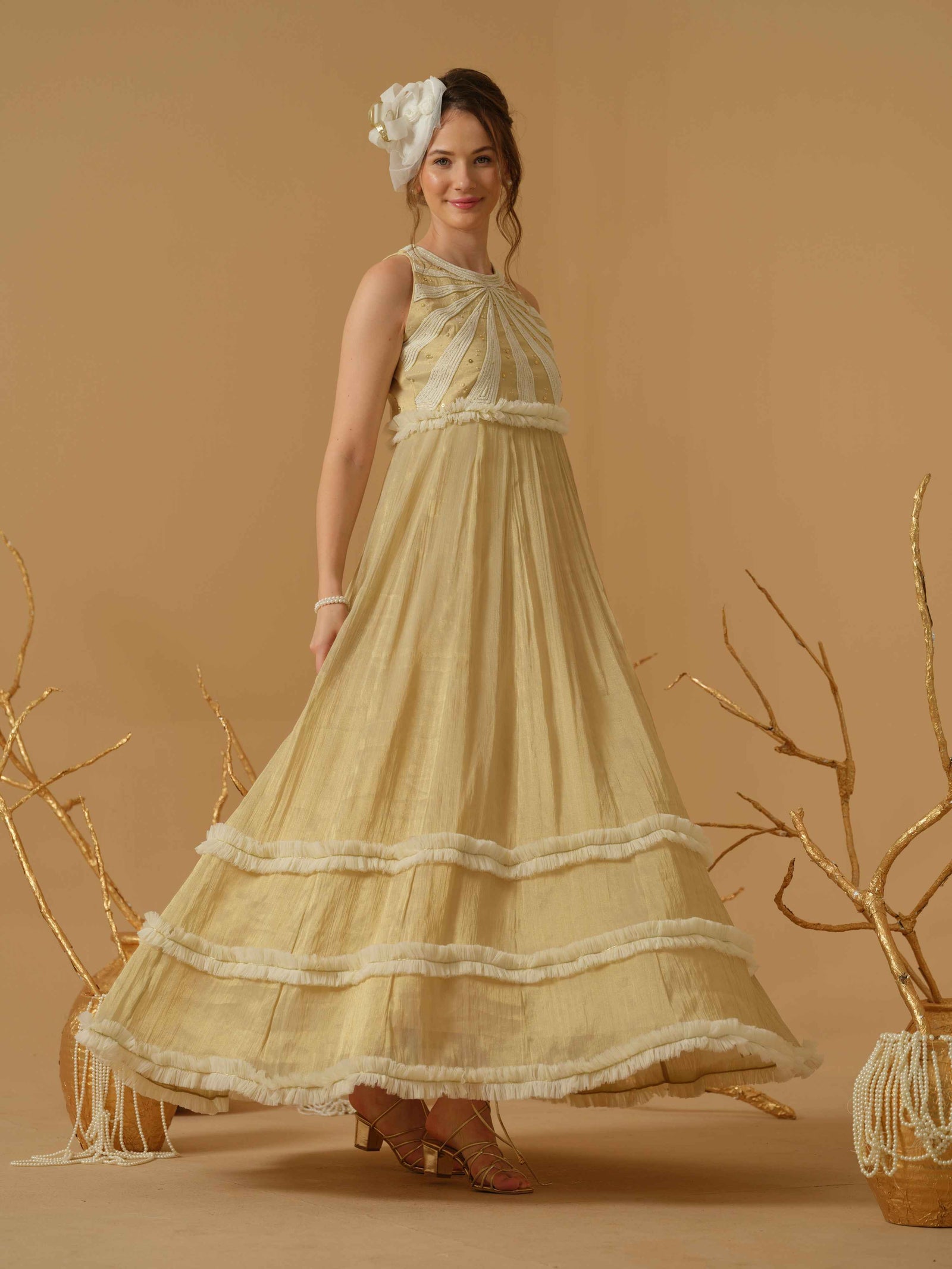 Close Neck Frill Dress