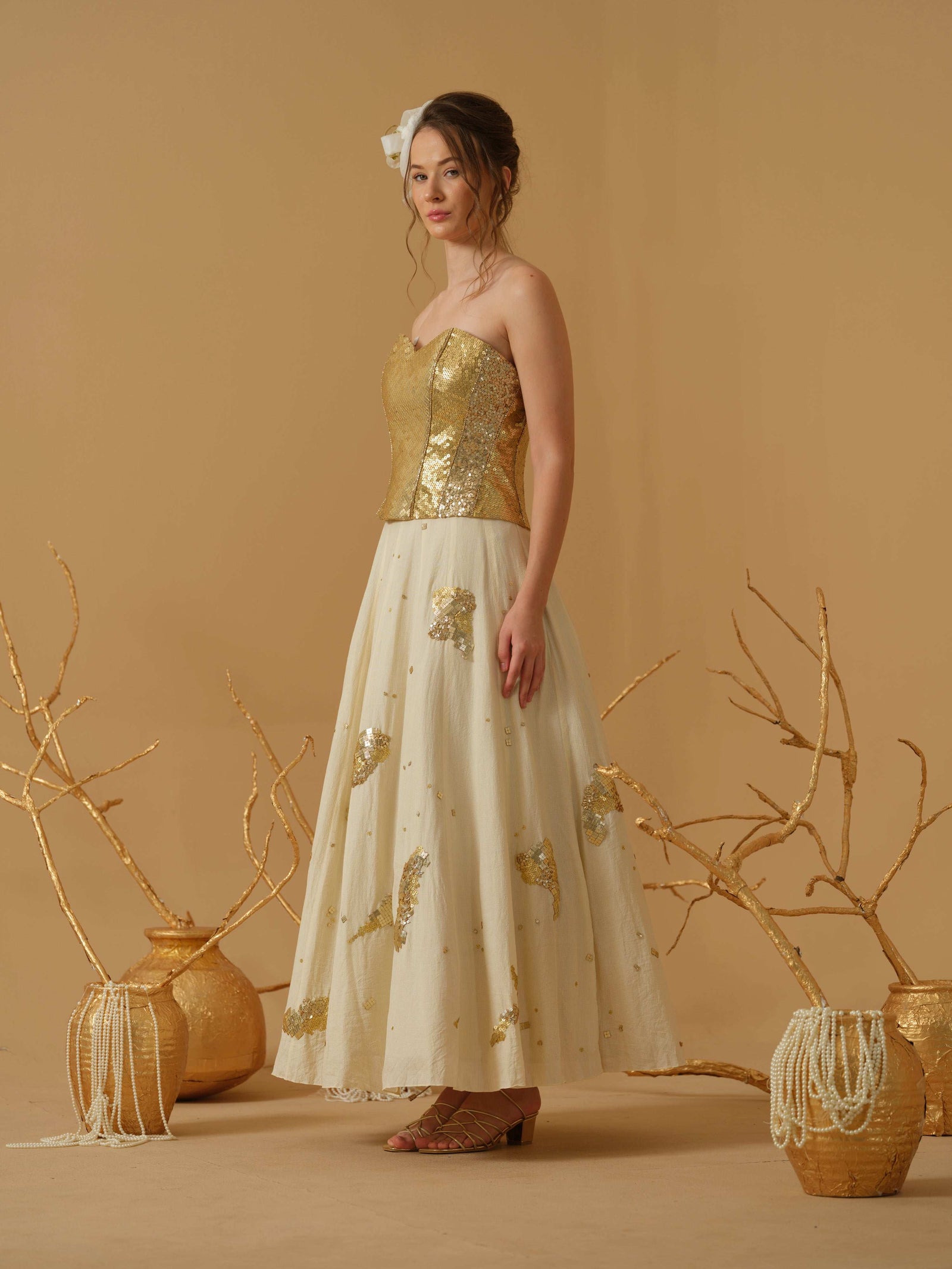 A Heavily Embellished Sweetheart-Neck Corset