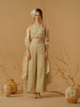 A Halter Neck Blouse Having  Floral Embroidery  Paired With Culotte Pant