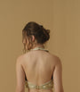 Featuring A  Halter Neck Top Having  Floral Embroidery