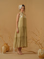 A  Mandarin Collar, Sleeveless  Tiered Dress
