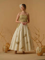 Ruched Top With Flare Embellished Skirt