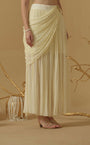Draped Skirt With Slit Having A Brooch On The Side Of The Waist