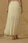 Draped Skirt With Slit Having A Brooch On The Side Of The Waist