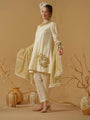A Mandarin Collar, 3/4 Sleeves With Gathered Details