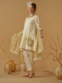 A Mandarin Collar, 3/4 Sleeves With Gathered Details