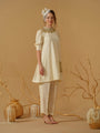A Mandarin Collar, 3/4 Sleeves With Gathered Details