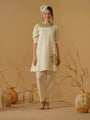 A Mandarin Collar, 3/4 Sleeves With Gathered Details