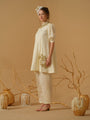 A Mandarin Collar, 3/4 Sleeves With Gathered Details