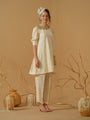 A Mandarin Collar, 3/4 Sleeves With Gathered Details