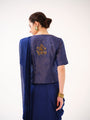 organza jacket with gold zari stripes and hand embellishment