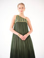 An asymmetric one-shoulder dress