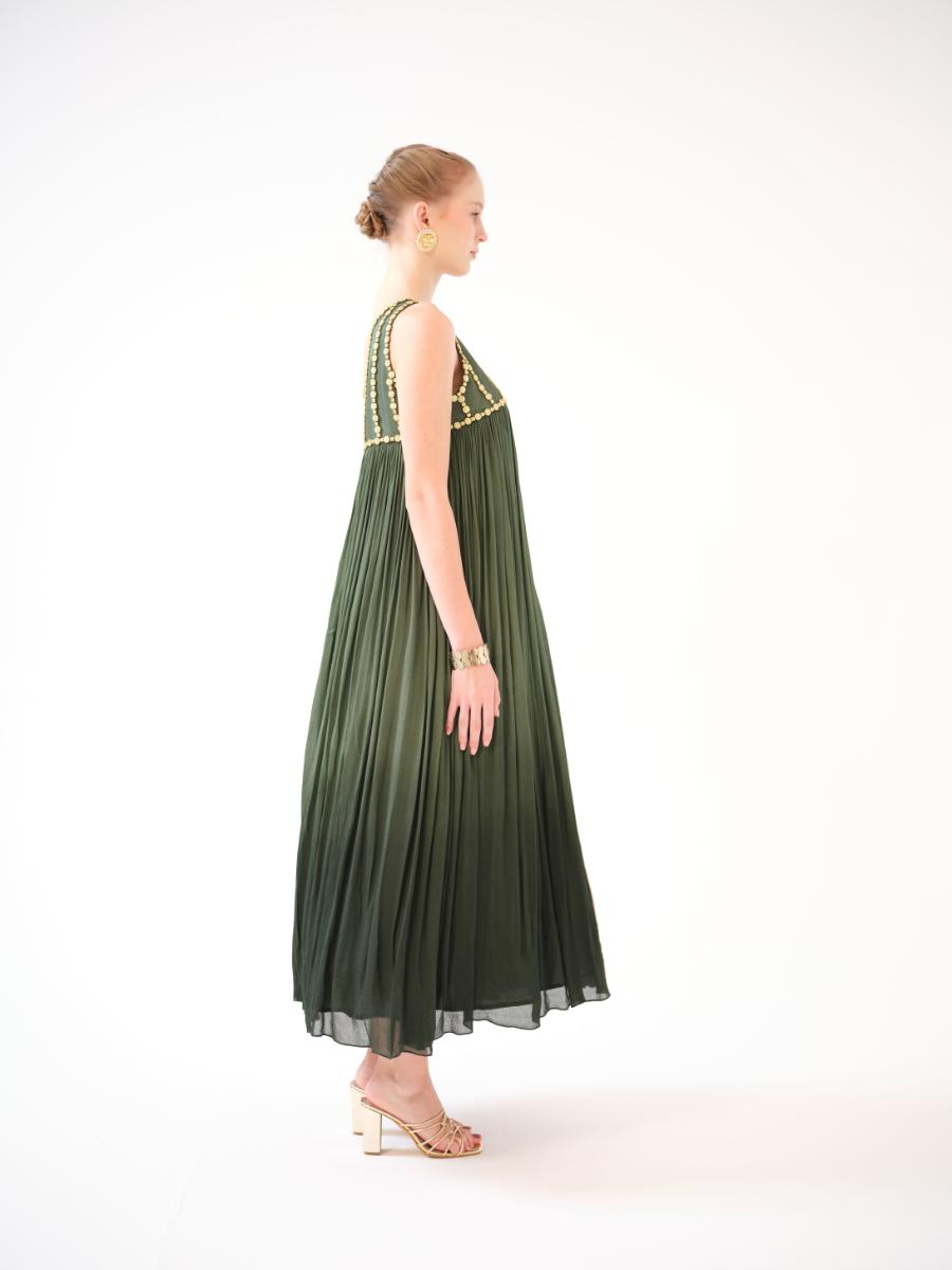 An asymmetric one-shoulder dress