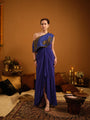 A one-shoulder silk capelet