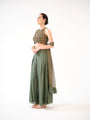 A raw silk halter-neck crop top