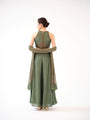 A raw silk halter-neck crop top