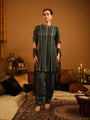 A twill kurta with gold bead embroidery