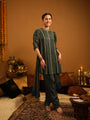 A twill kurta with gold bead embroidery