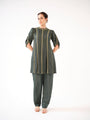 A twill kurta with gold bead embroidery