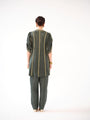 A twill kurta with gold bead embroidery