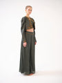A three-piece set — cropped twill open jacket