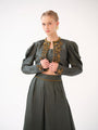 A three-piece set — cropped twill open jacket