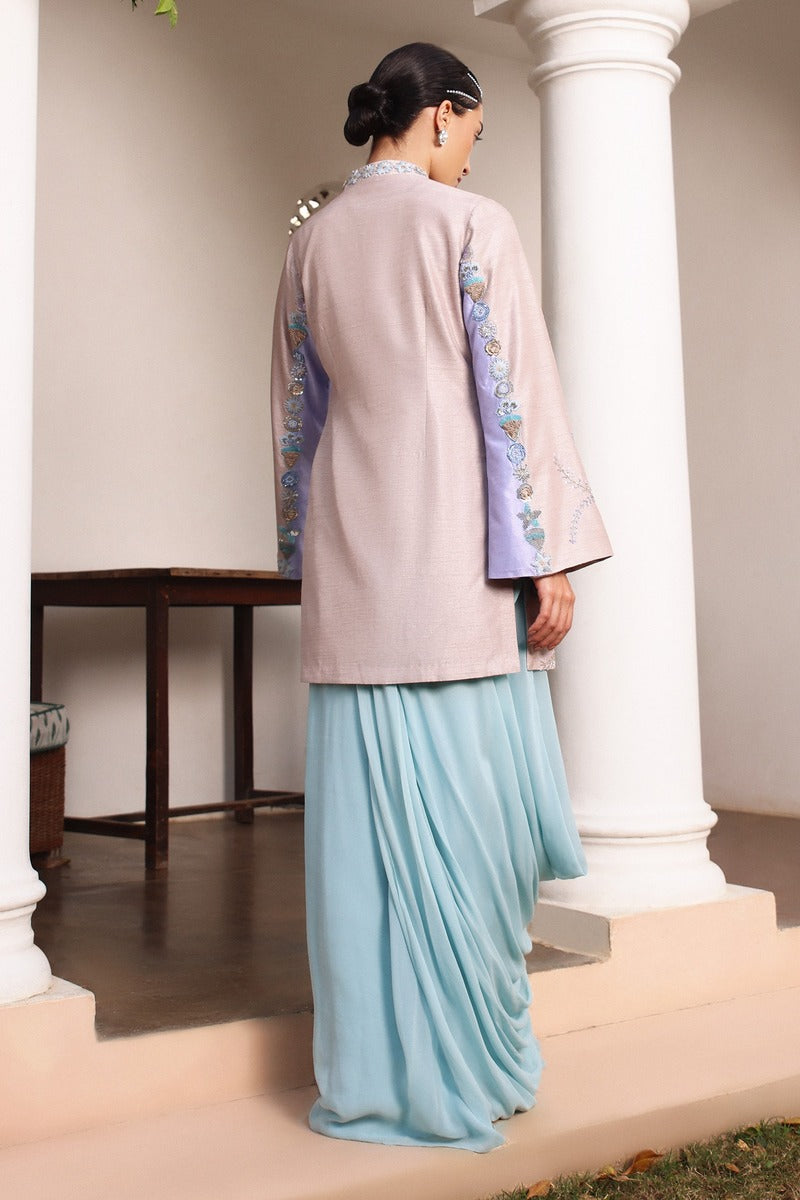 Interesting Combination of a Draped Skirt with a Long Tunic