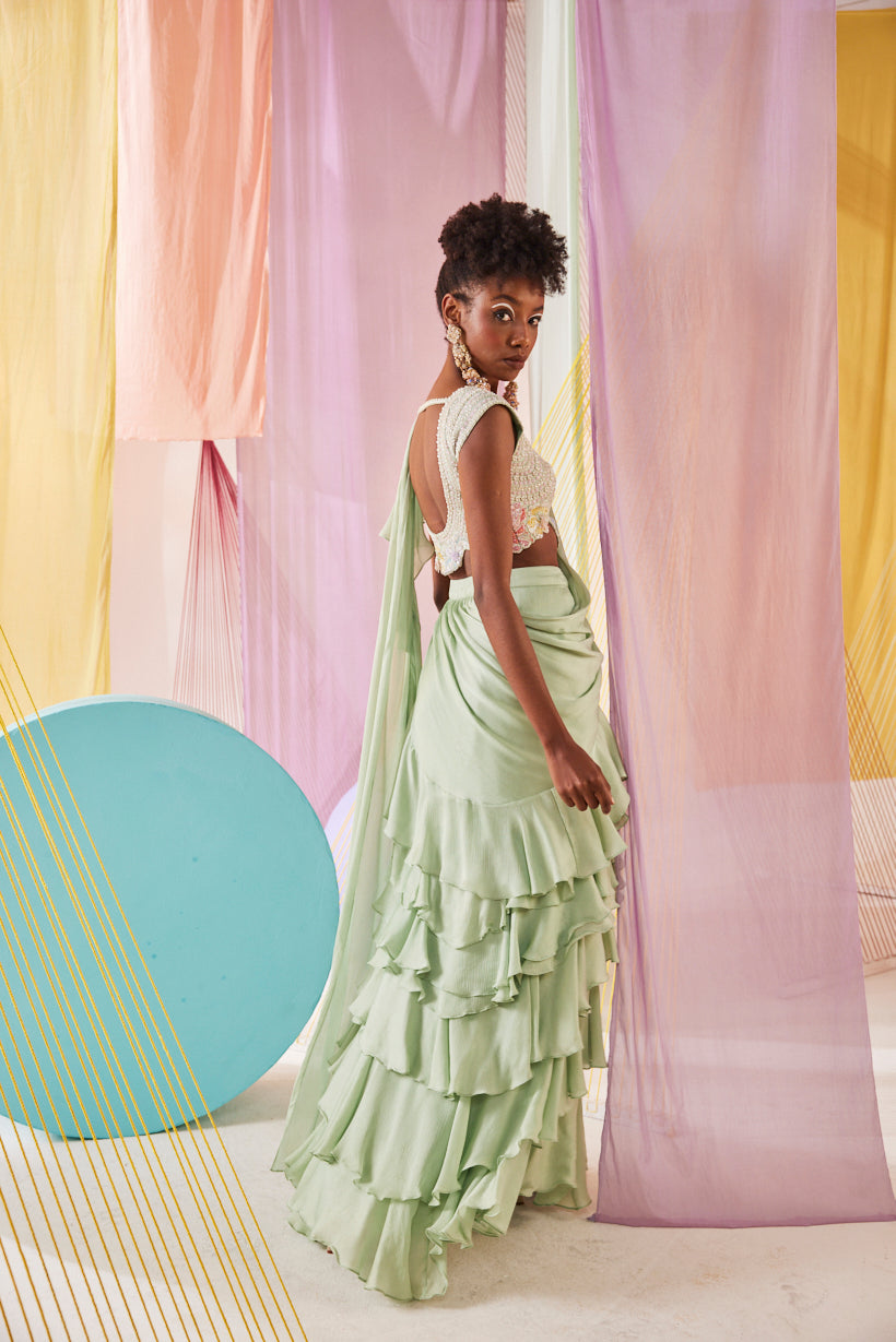 Léa Ruffled Saree Set
