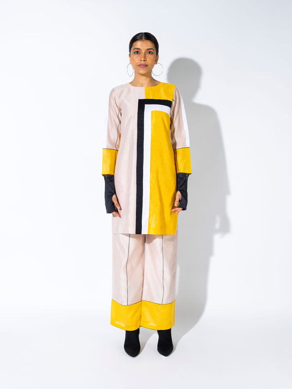 Colour Blocking Kurta Set