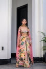 Flora Highlight Bralette With Dhoti Skirt And Apl Cape Set