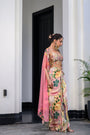Flora Highlight Bralette With Dhoti Skirt And Apl Cape Set