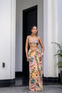 Flora Highlight Bralette With Dhoti Skirt And Apl Cape Set