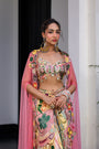 Flora Highlight Bralette With Dhoti Skirt And Apl Cape Set