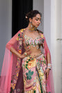 Flora Highlight Bralette With Dhoti Skirt And Apl Cape Set