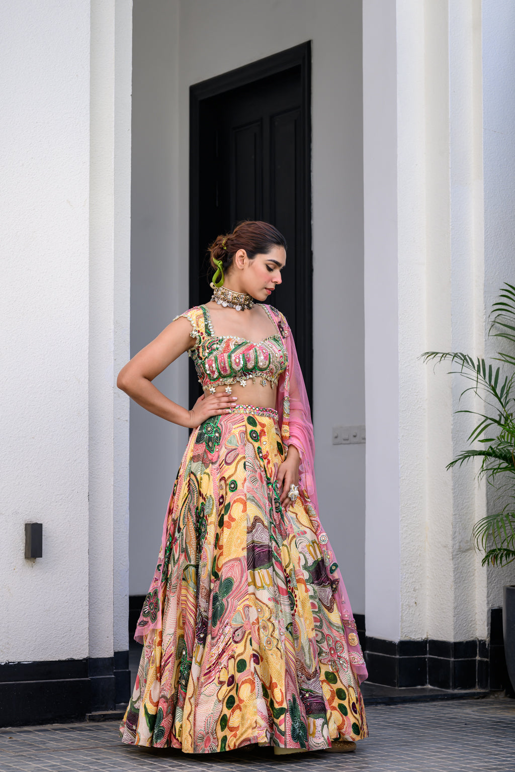 Flora H Lehenga Paidawn H Blouse And Apl Dupatta