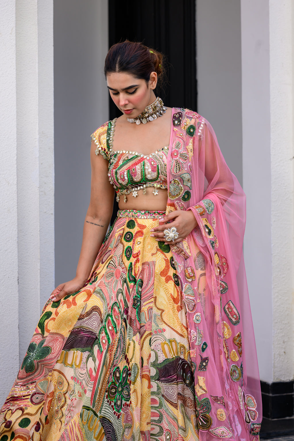 Flora H Lehenga Paidawn H Blouse And Apl Dupatta