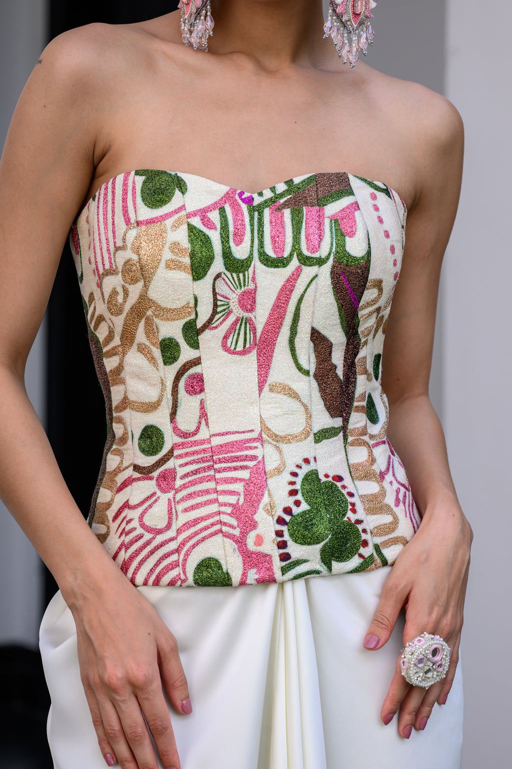 Flora Metallic Highlight Corset With Skirt Set
