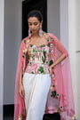Flora Metallic Highlight Corset With Skirt Set With Cape Set