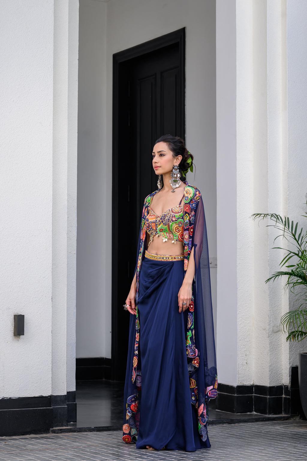 Iris H Bralette Paidawn Dhoti Skirt Set And H Apl Cape