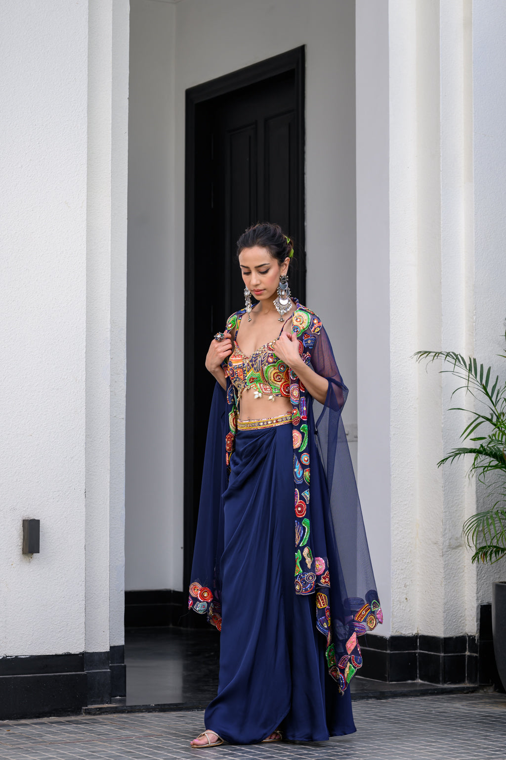 Iris H Bralette Paidawn Dhoti Skirt Set And H Apl Cape