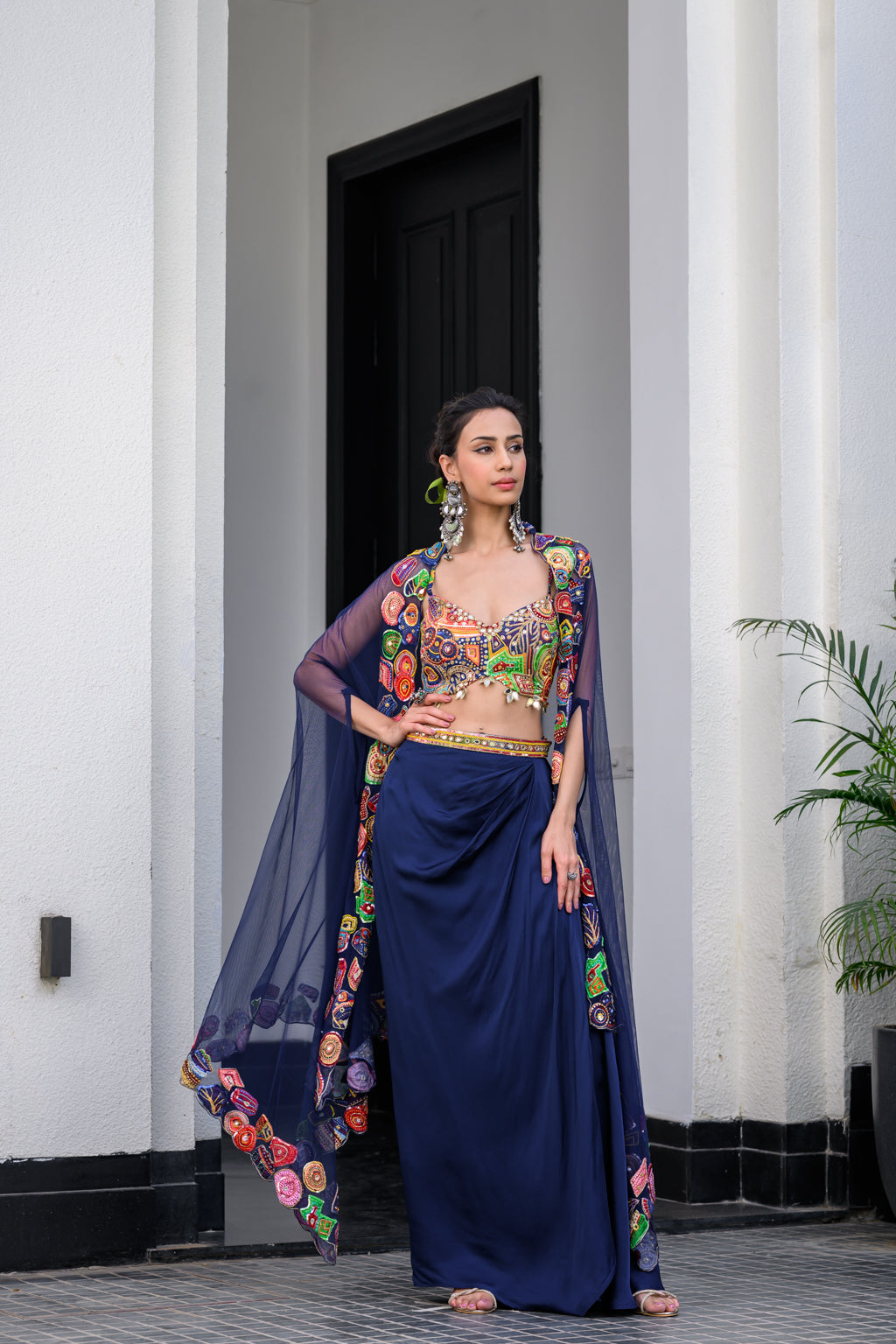 Iris H Bralette Paidawn Dhoti Skirt Set And H Apl Cape
