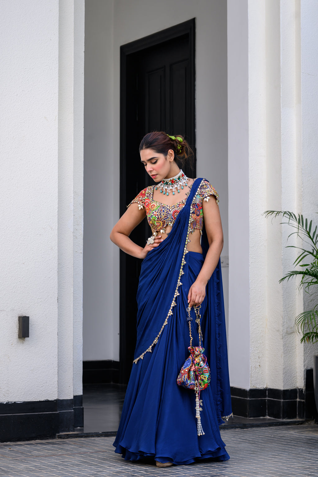 Iris H Apl Saree Paidawn With H Blouse
