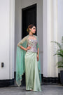 Eden Textudawn Corset With Mirror Work With Dhoti Skirt And Cape Set