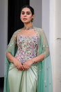 Eden Textudawn Corset With Mirror Work With Dhoti Skirt And Cape Set